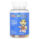GummiKing, Gomitas multivitamínicas y minerales para niños, Fresa, naranja, limón, uva, cereza y pomelo, 60 gomitas