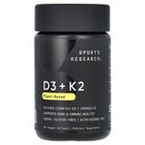 Sports Research, Vitaminas D3 y K2, De origen vegetal, 62,5 mcg/100 mcg, 60 cápsulas blandas vegetales