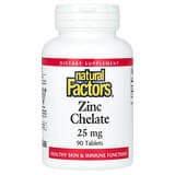 Natural Factors, Quelato de zinc, 25 mg, 90 comprimidos