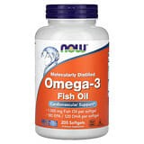 NOW Foods, Aceite de pescado con omega-3, 1000 mg, 180 EPA/120 DHA, 200 cápsulas blandas