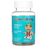 GummiKing, Omega-3 con DHA y EPA para niños, Fresa, naranja y limón, 70 mg, 60 gomitas (35 mg por gomita)