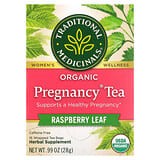 Traditional Medicinals, Pregnancy, Té orgánico para el embarazo, Hoja de frambuesa, Sin cafeína, 16 bolsitas de té envueltas, 28