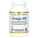 California Gold Nutrition, Omega 800, Aceite de pescado con omega-3 ultraconcentrado, En forma de triglicéridos KD-Pür, 1000 mg,