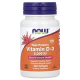 NOW Foods, Vitamina D3, Alta potencia, 2000 UI, 240 cápsulas blandas
