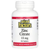 Natural Factors, Citrato de zinc, 15 mg, 90 comprimidos