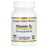California Gold Nutrition, Vitamina D3, 50 mcg (2000 UI), 90 cápsulas blandas de gelatina de pescado