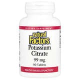Natural Factors, Citrato de potasio, 99 mg, 90 comprimidos