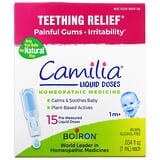 Boiron, Camilia, Alivio para la dentición, A partir de 1 mes, 15 dosis líquidas premedidas, 1 ml (0,034 oz. Líq.) Cada una