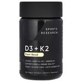 Sports Research, Vitaminas D3 y K2, De origen vegetal, 120 cápsulas blandas vegetales