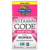 Garden of Life, Vitamin Code, RAW One, Suplemento multivitamínico de una ingesta diaria para mujeres, 75 cápsulas vegetales