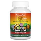 NaturesPlus, Source of Life, Animal Parade, Vitamina D3, Sabor a cereza negra natural, 500 UI, 90 comprimidos con forma de anima
