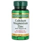 Nature's Bounty, Calcio, magnesio y zinc con vitamina D3, 100 comprimidos oblongos recubiertos