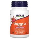 NOW Foods, Vitamina A, 7500 mcg (25.000 UI), 100 cápsulas blandas
